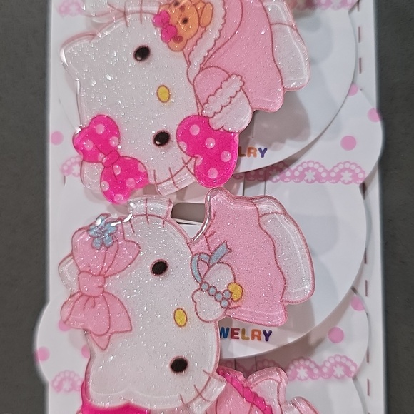 10 Hello Kitty Pink Hair Clips - Picture 9 of 9